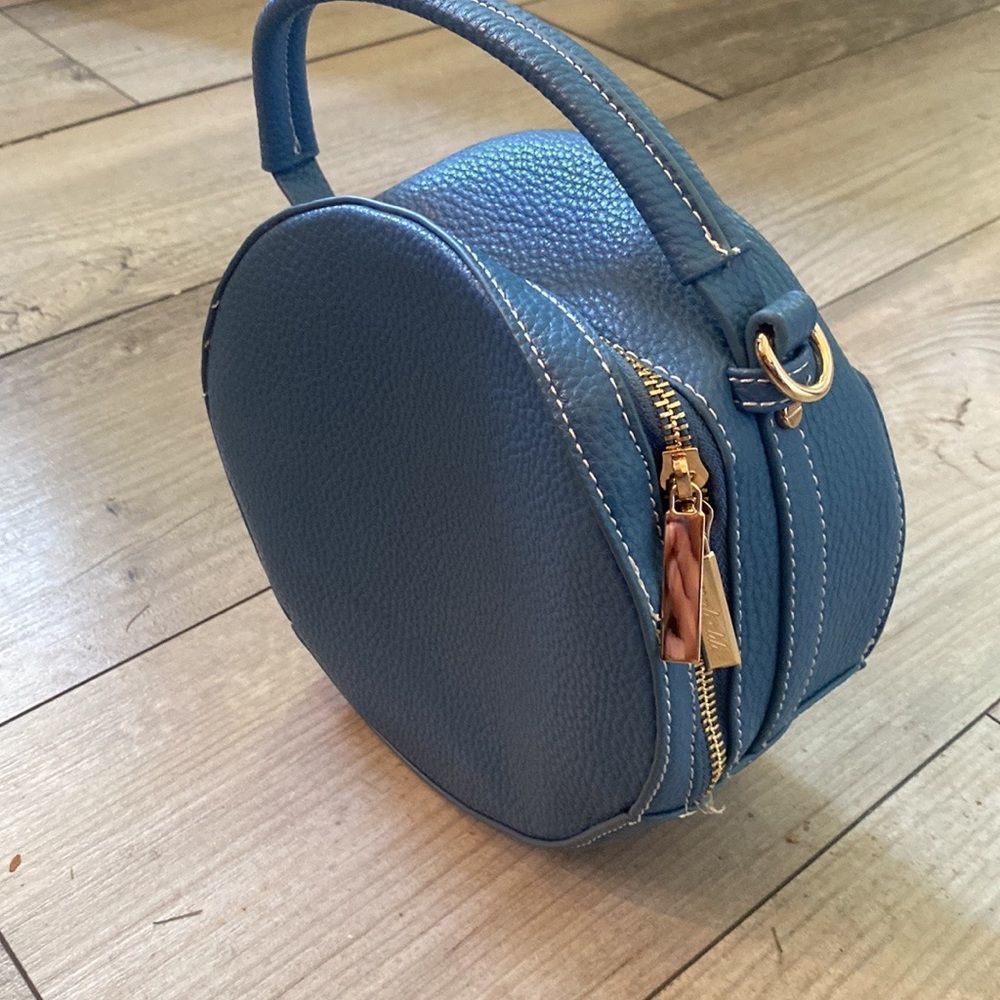 Mali + Lili Blue Vegan Leather Round Bag